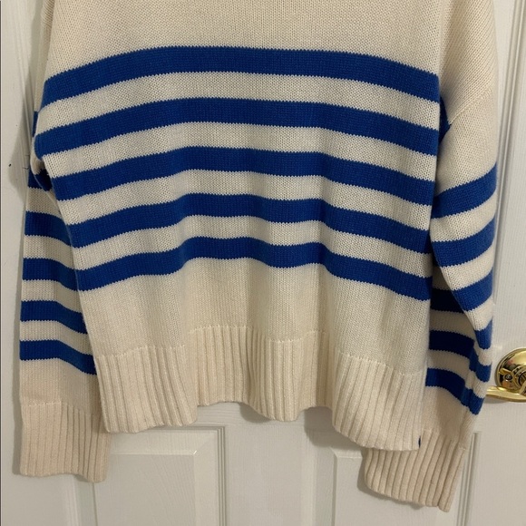 Kule The Lucca Roll Neck Sweater In Blue Cream Striped Nautical New Size Large - Picture 5 of 11